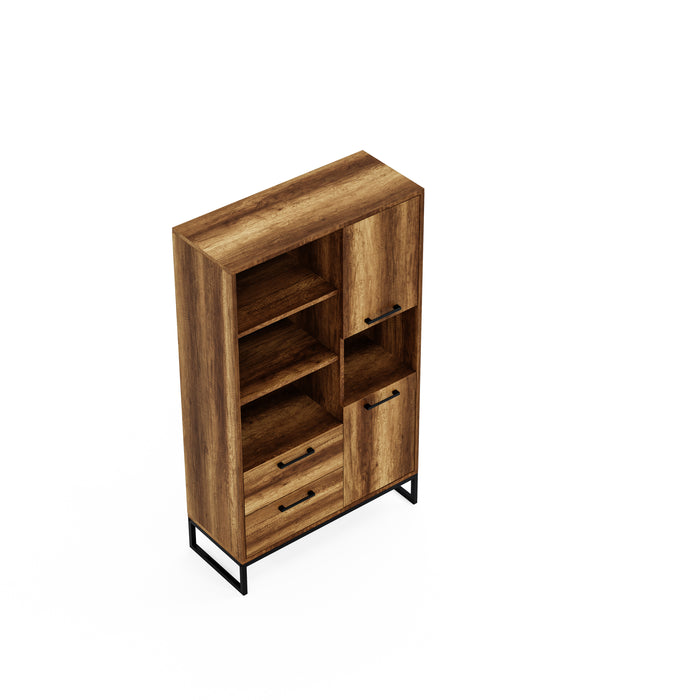 Yukon Bookshelf with 4 Shelves, 2 Doors &amp; 2 Drawers