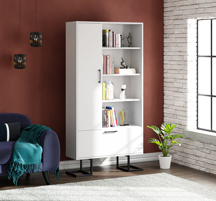 Full Moon Bookshelf with 2 Doors &amp; 4 Shelves