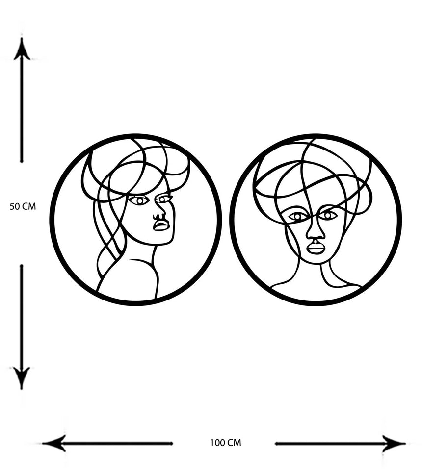 Sessiz Bakışlar İkili Metal Duvar Dekorasyonu