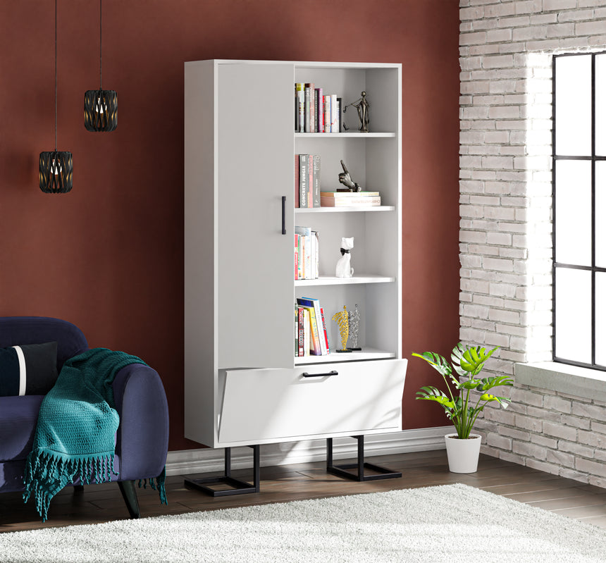 Full Moon Bookshelf with 2 Doors &amp; 4 Shelves