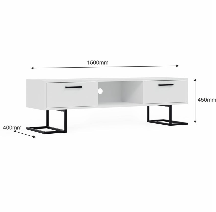 Full Moon TV Stand with 2 Drawers &amp; Shelves