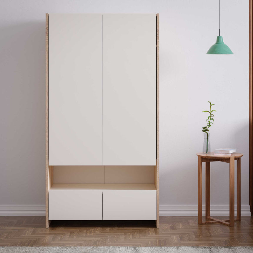 Cora Wardrobe with 2 Doors, 2 Drawers &amp; Shelves