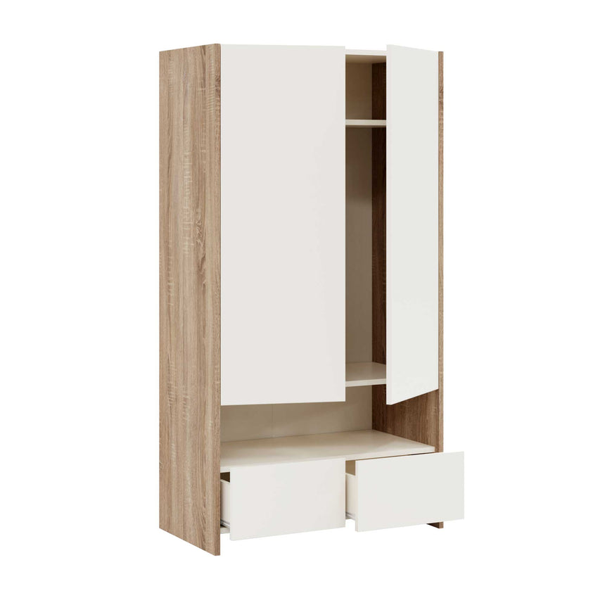 Cora Wardrobe with 2 Doors, 2 Drawers &amp; Shelves