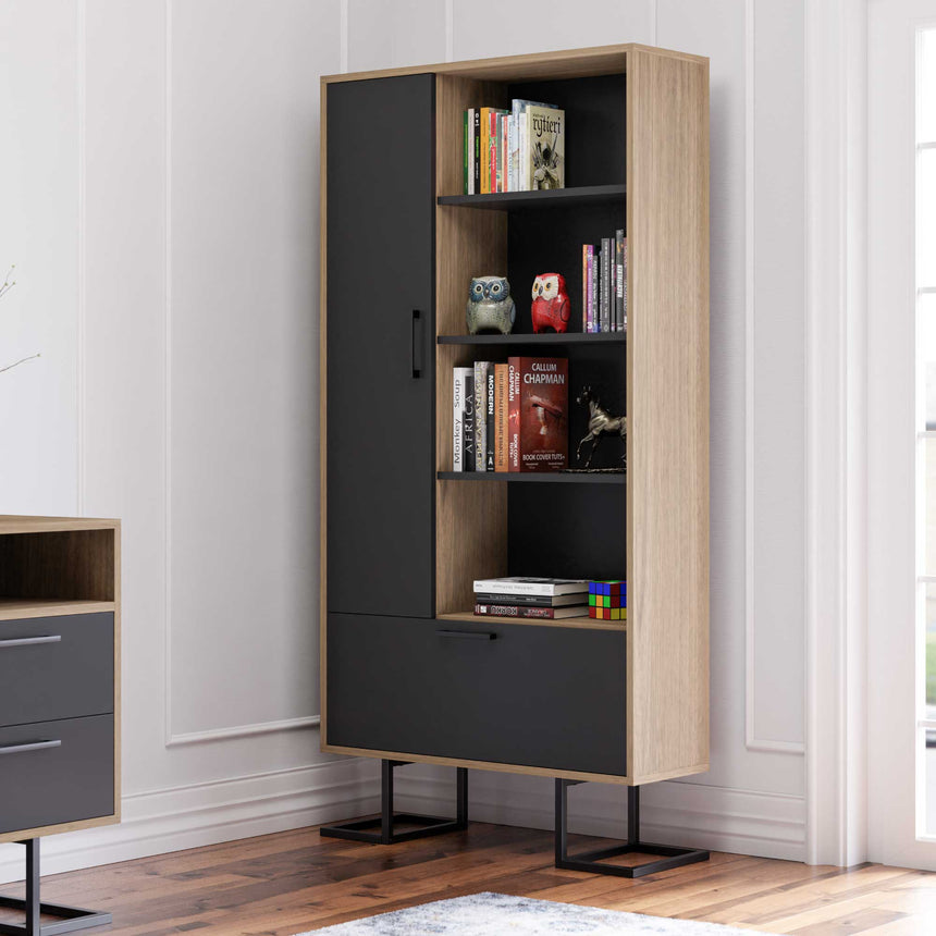 Full Moon Bookshelf with 2 Doors &amp; 4 Shelves