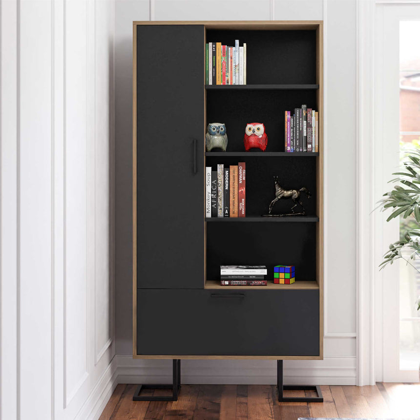 Full Moon Bookshelf with 2 Doors &amp; 4 Shelves