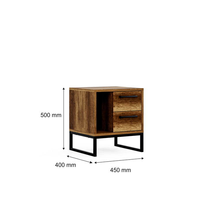 Yukon 2 Drawers &amp; Shelf Nightstand