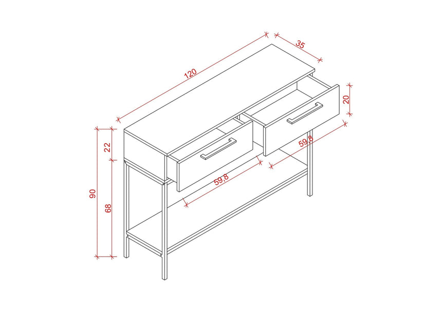 Volga 2 Drawer Dresser