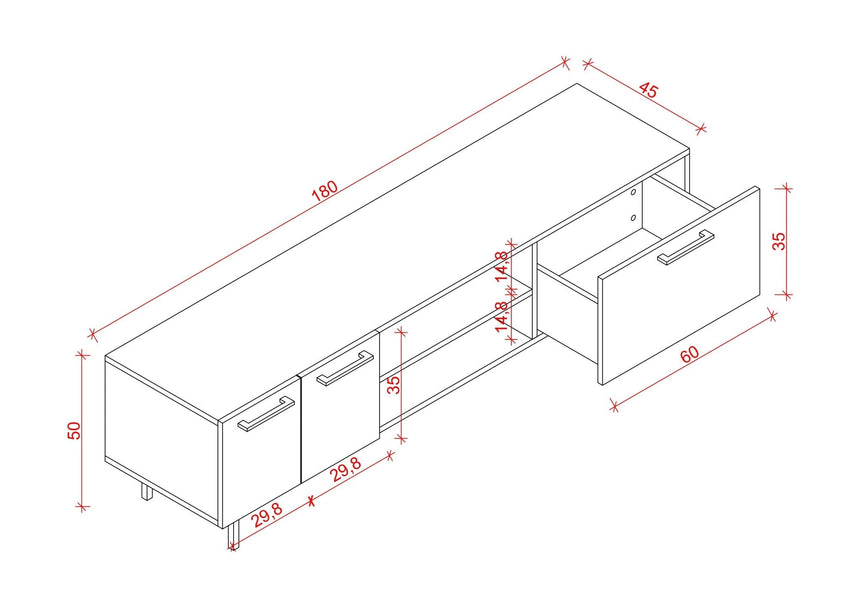 Volga 2 Doors Tv Stand with Drawer &amp; Shelf