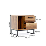 Yukon 2 Drawers &amp; Shelf Nightstand