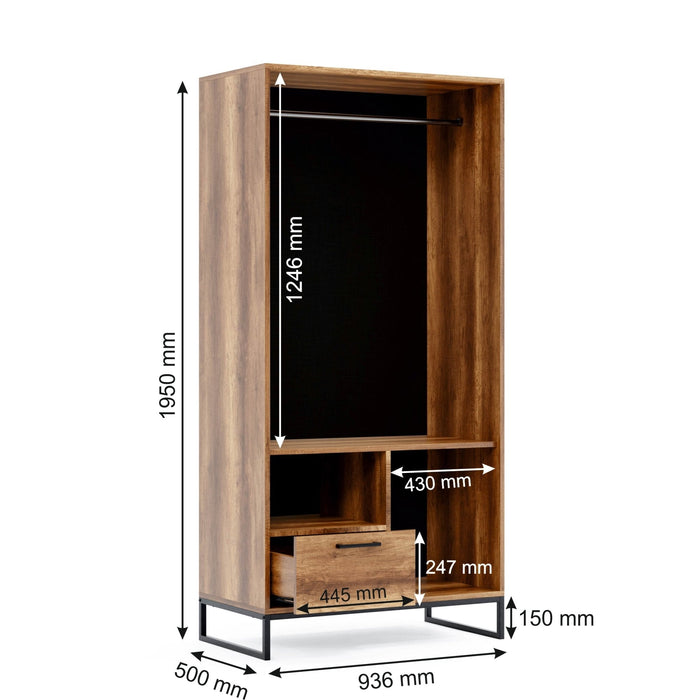 Yukon 2-Door Wardrobe with Shelves &amp; Drawers