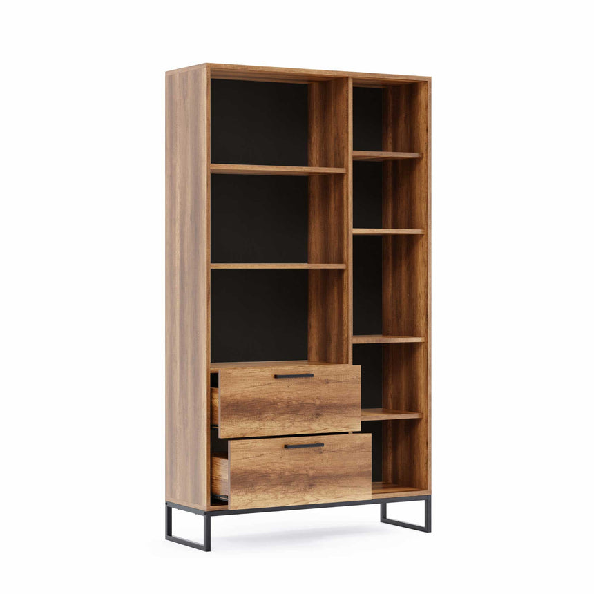 Yukon Bookshelf with 4 Shelves, 2 Doors &amp; 2 Drawers