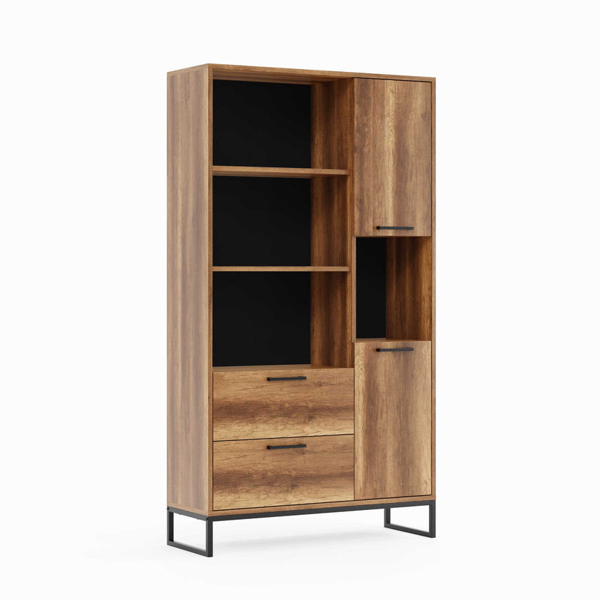 Yukon Bookshelf with 4 Shelves, 2 Doors &amp; 2 Drawers