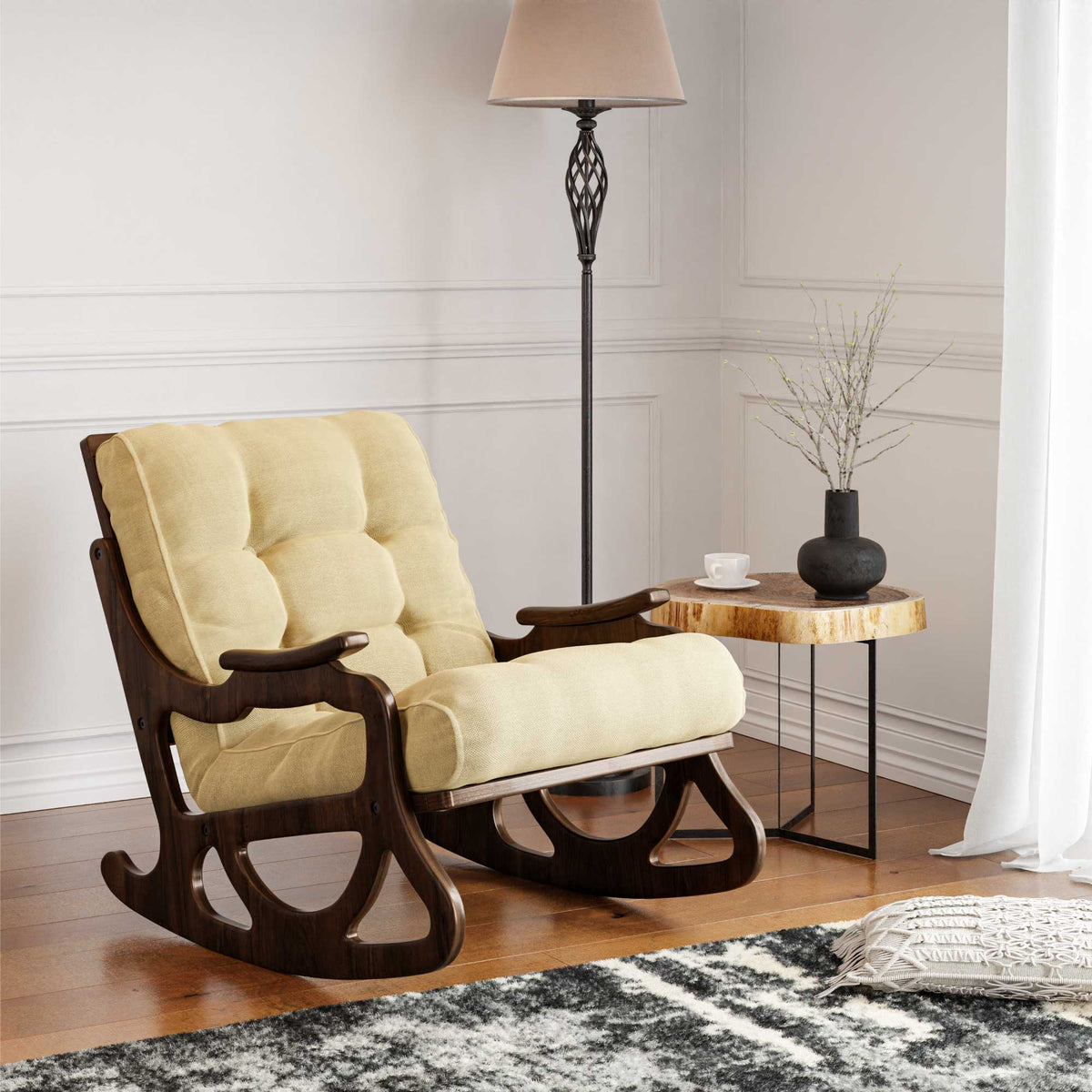 Cozy Rocking Chair Lounge Chair Bergere Tv Chair Yellow